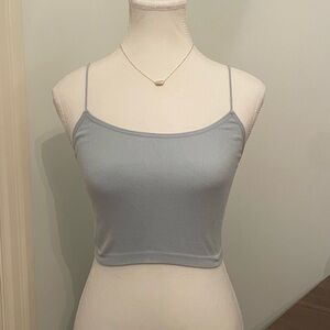 Cropped ribbed spaghetti strap tank top